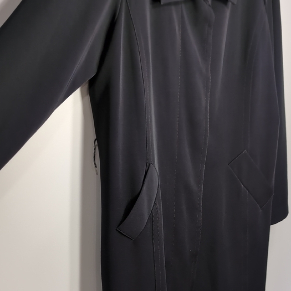 Eileen Fisher | Black Trench Pea Coat Notched Lapel and Classic Style Size L - Picture 5 of 10